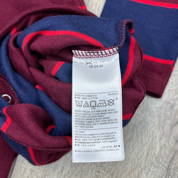 NWT Old Navy Striped Onesie Bodysuit 18-24 Months Blue Maroon - Picture 5 of 10